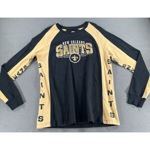 New Orleans Saints Hands High Mens Large Black Gold Long Sleeve Shirt NFL Gear